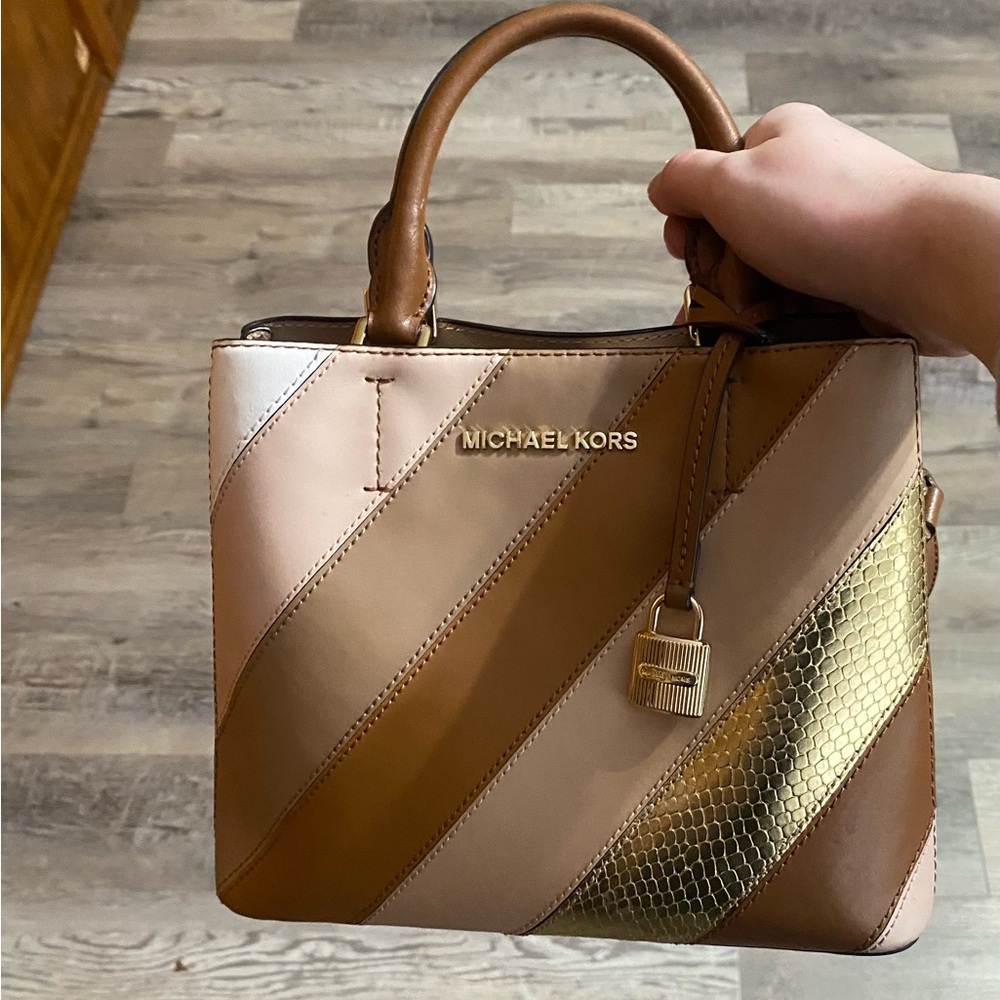 Michael Kors Brown and Gold Women's Bag